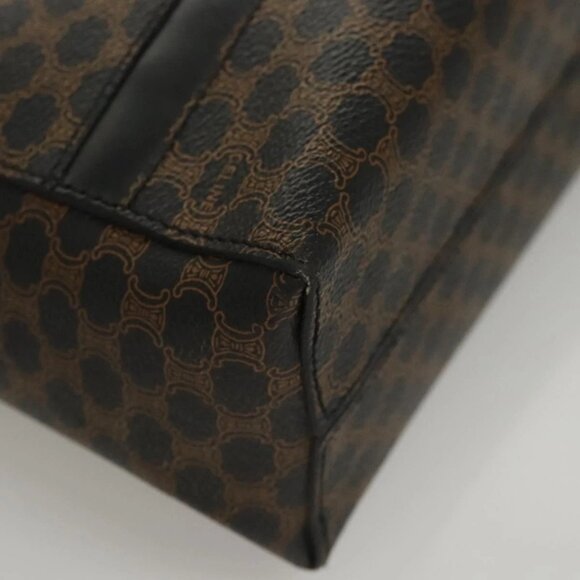 CELINE Macadam Canvas Shoulder Bag PVC Leather Black Gold Auth 119071 - Picture 5 of 16